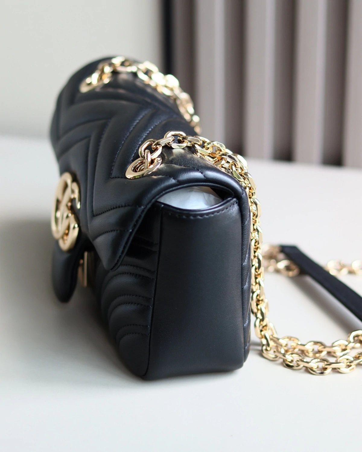 GG Marmont small shoulder bag “black leather”
