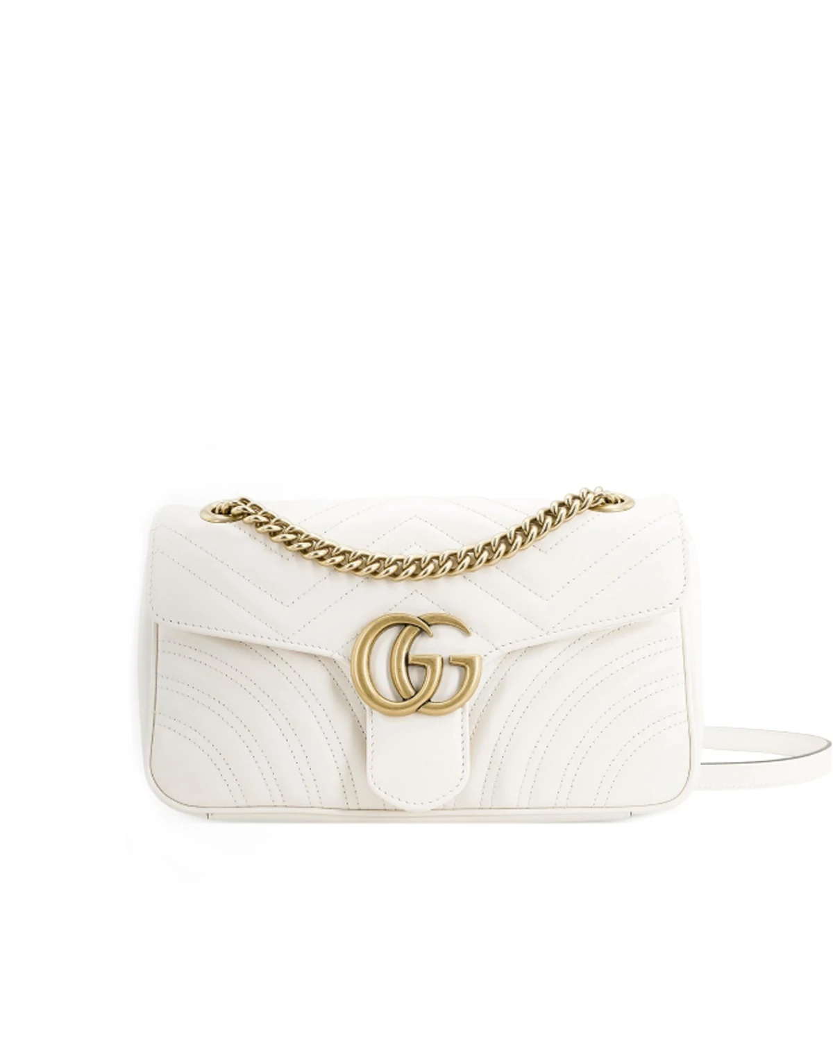 G Marmont small shoulder bag “white leather”