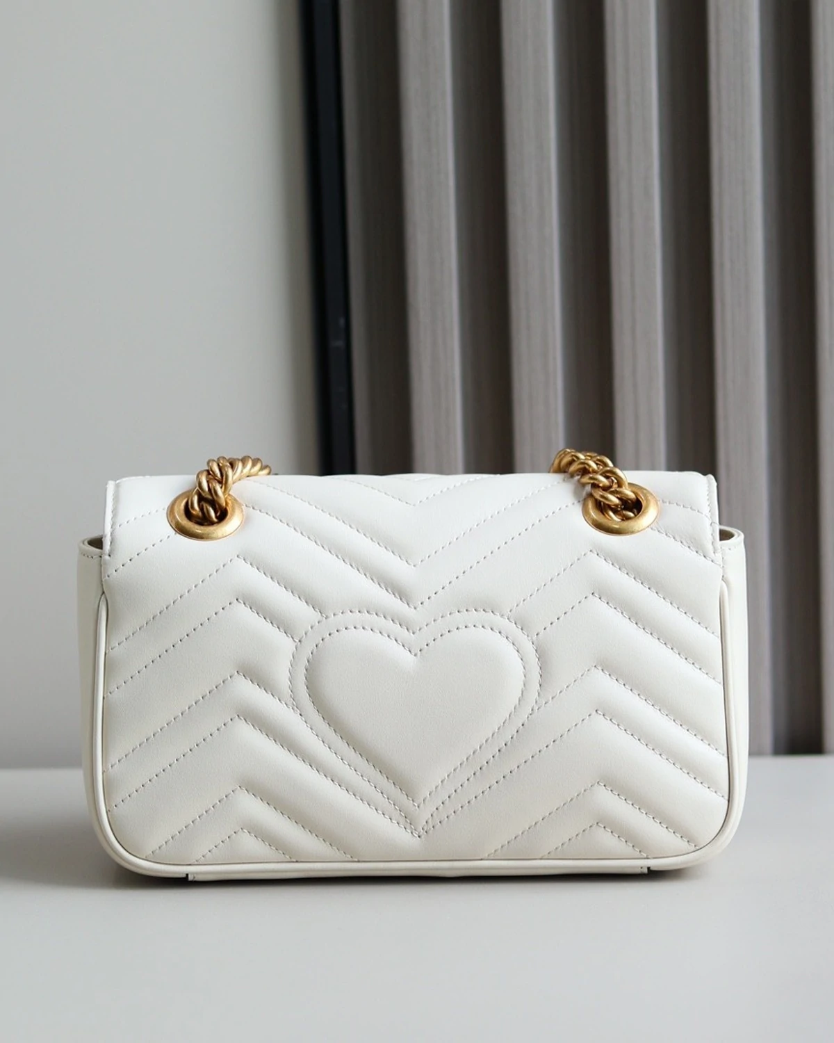 G Marmont small shoulder bag “white leather”