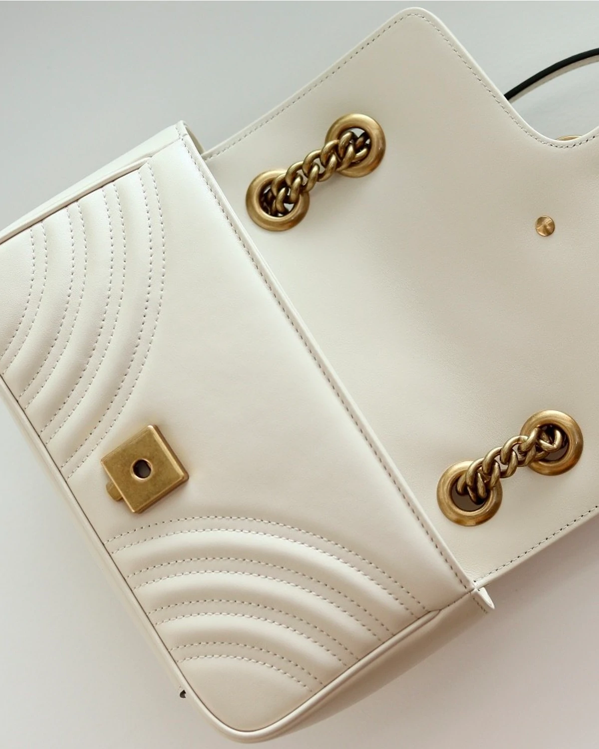 G Marmont small shoulder bag “white leather”
