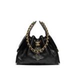 25 Small Handbag Rebce “Black”-Grained Calfskin & Gold-Tone Metal