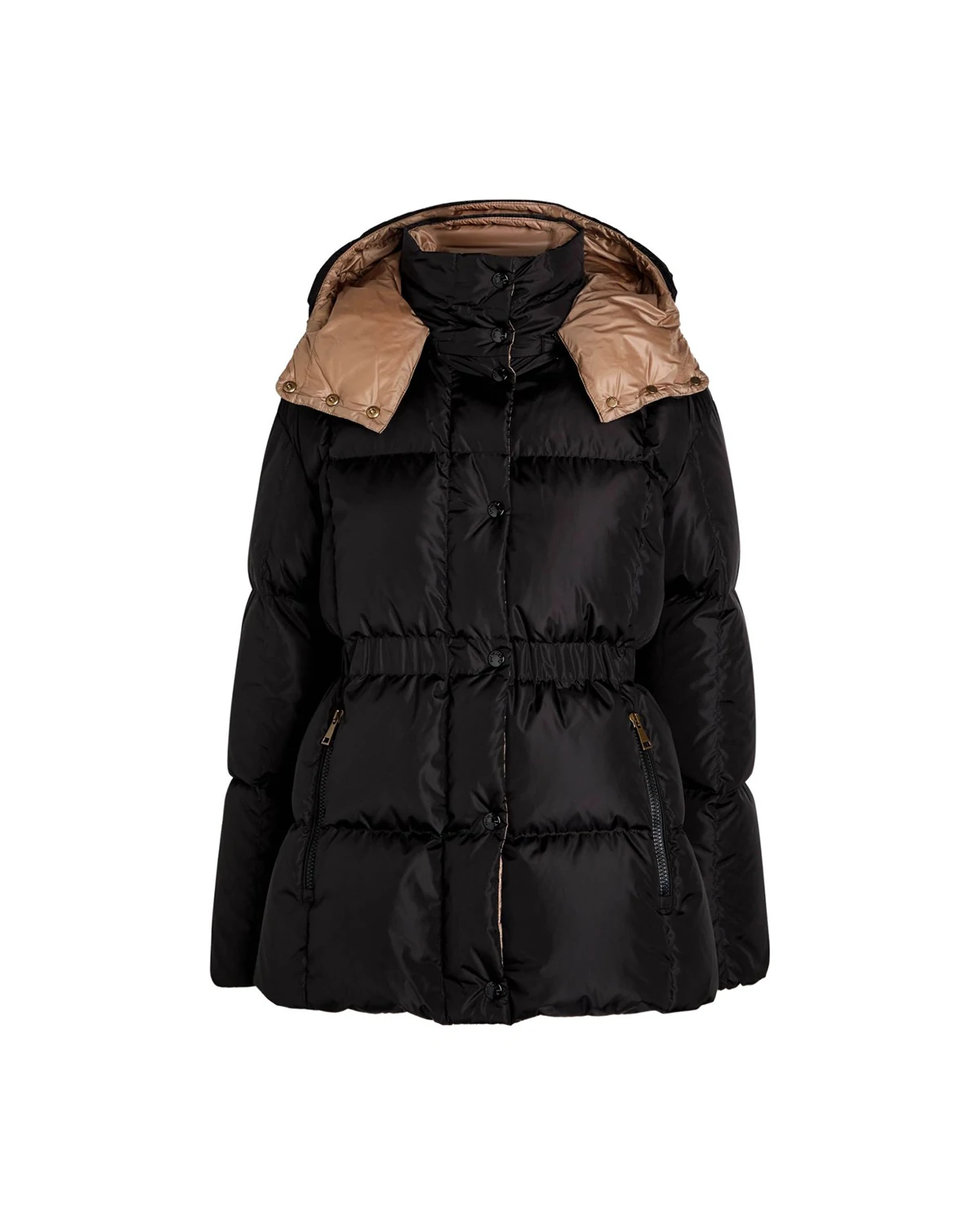 Agneux Square-Quilted Hooded Short Down Jacket “Black”