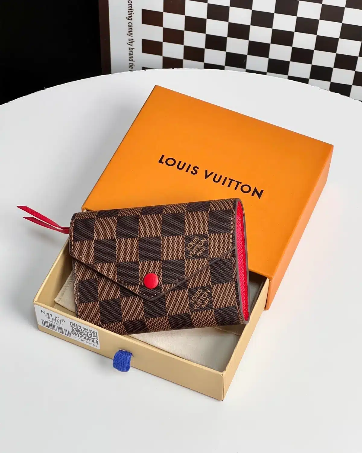 Victorine Wallet “Red Damier Ebene”