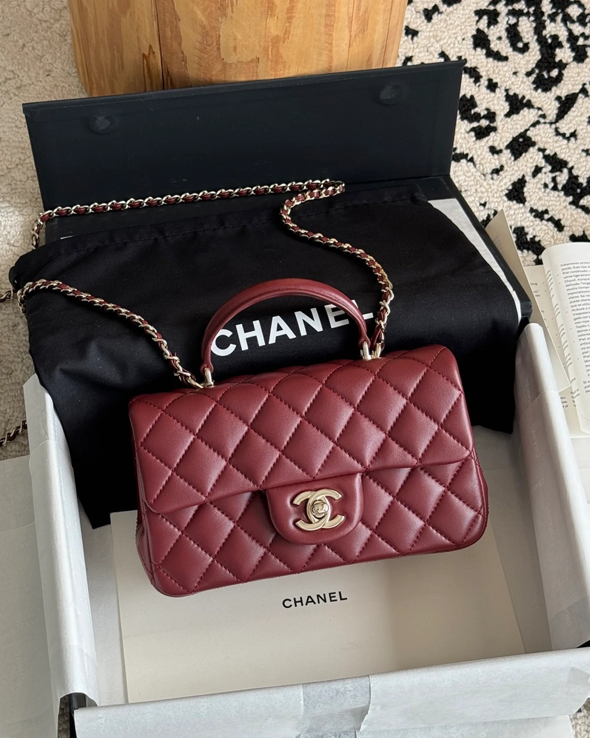 Mini Rectangular Top Handle “Claret”