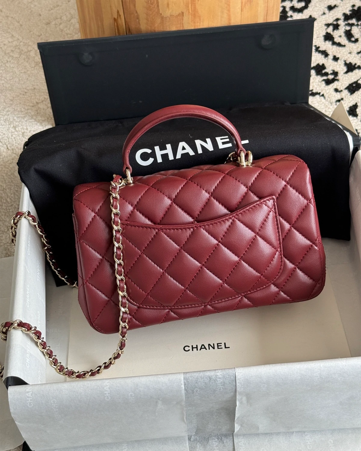 Mini Rectangular Top Handle “Claret”