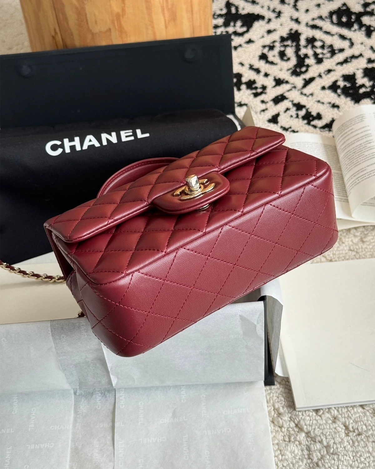 Mini Rectangular Top Handle “Claret”