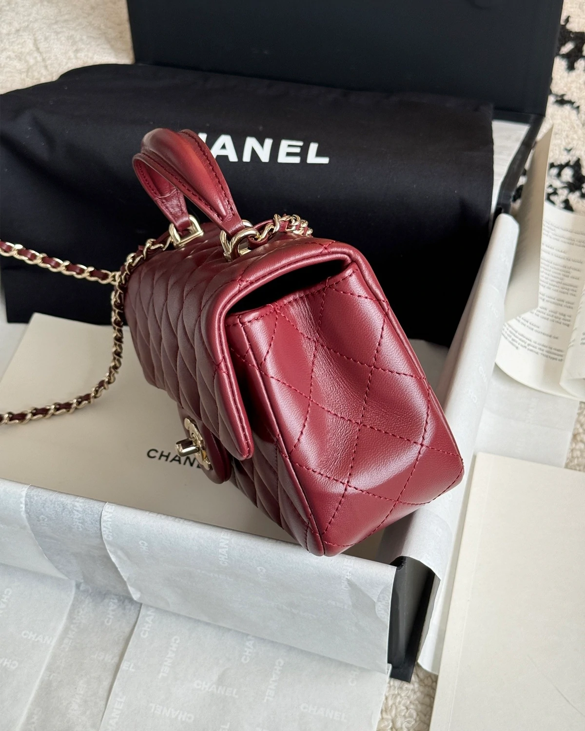 Mini Rectangular Top Handle “Claret”