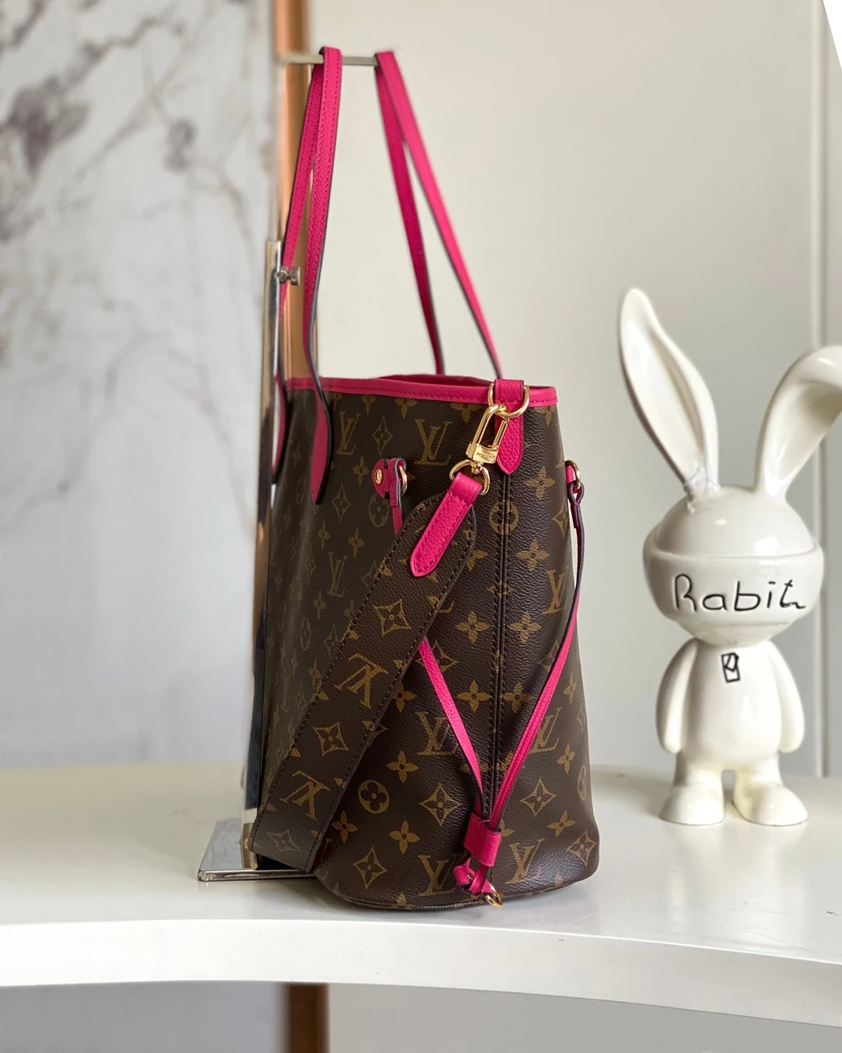 Neverfull Bandoulière Inside Out MM “Rose ”