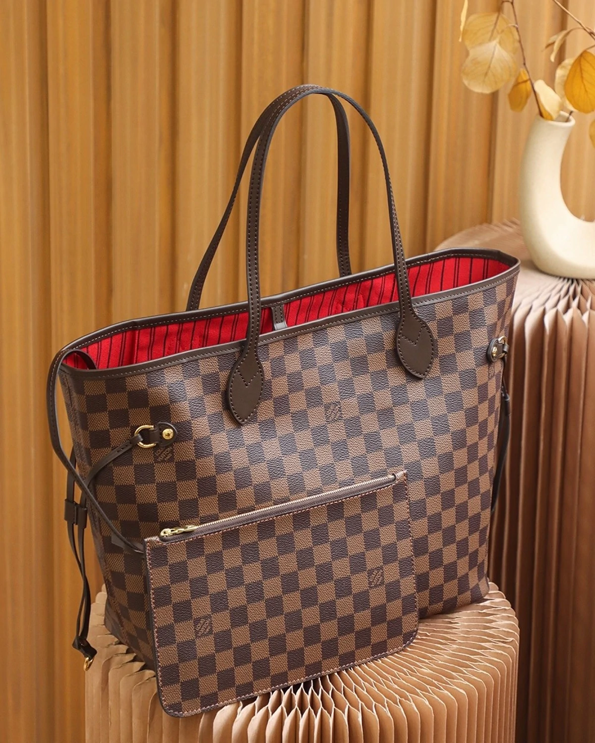 Neverfull MM “Damier Ebène Cerise Red ”
