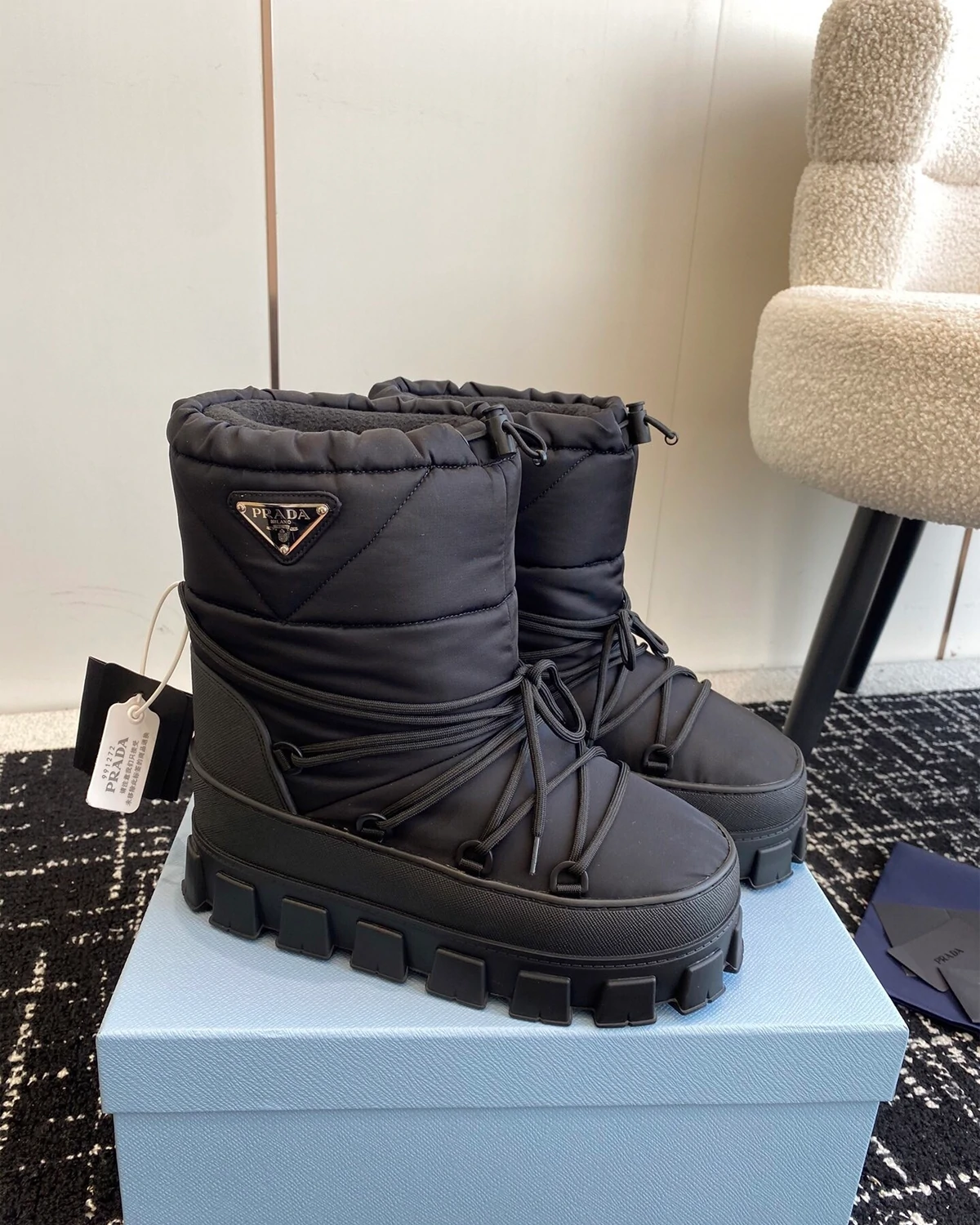Re-Nylon Gabardine Ski Boots “Black”