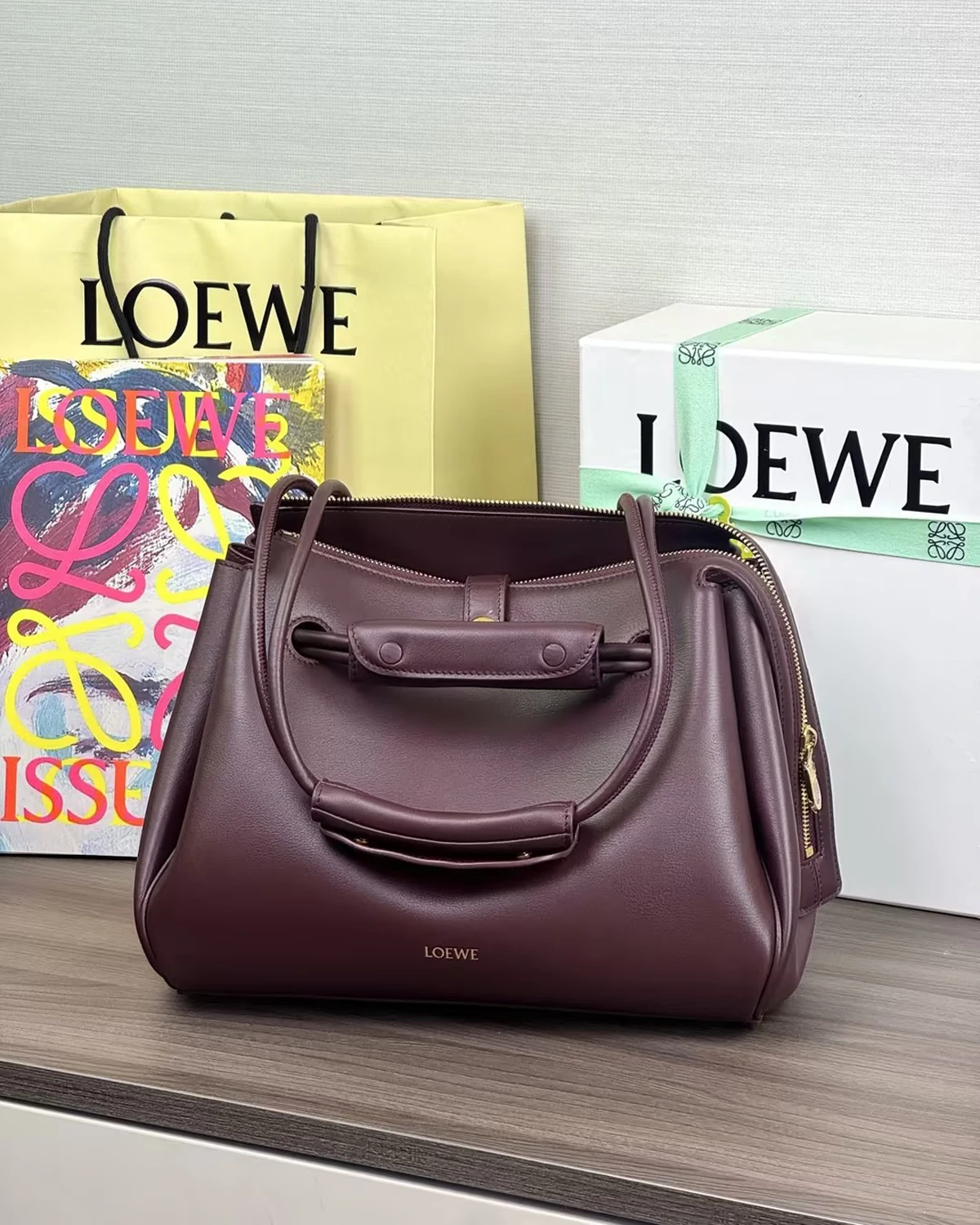 Medium Madrid bag in supple calfskin “Dark Burgundy”