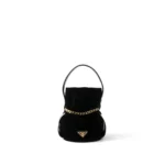 Petit Sac Noir mini velvet and nappa leather bucket bag “Black”