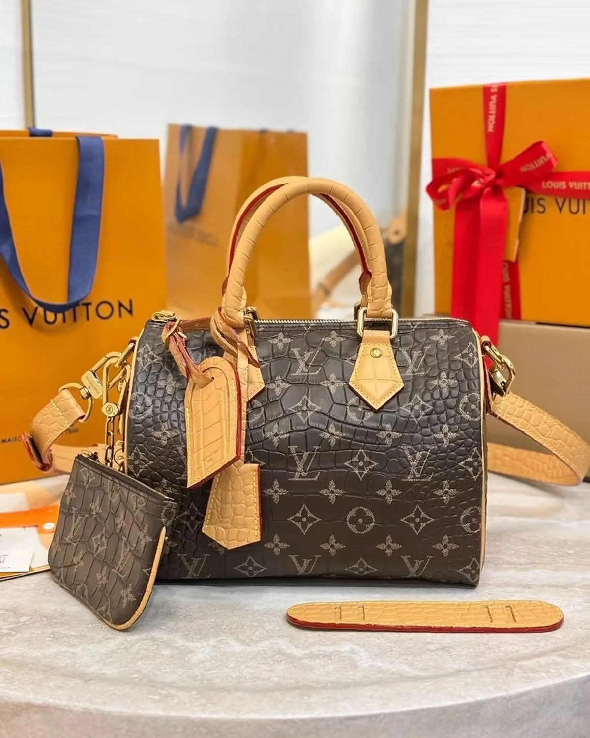 Speedy 25 P9 Crocodile Monogram