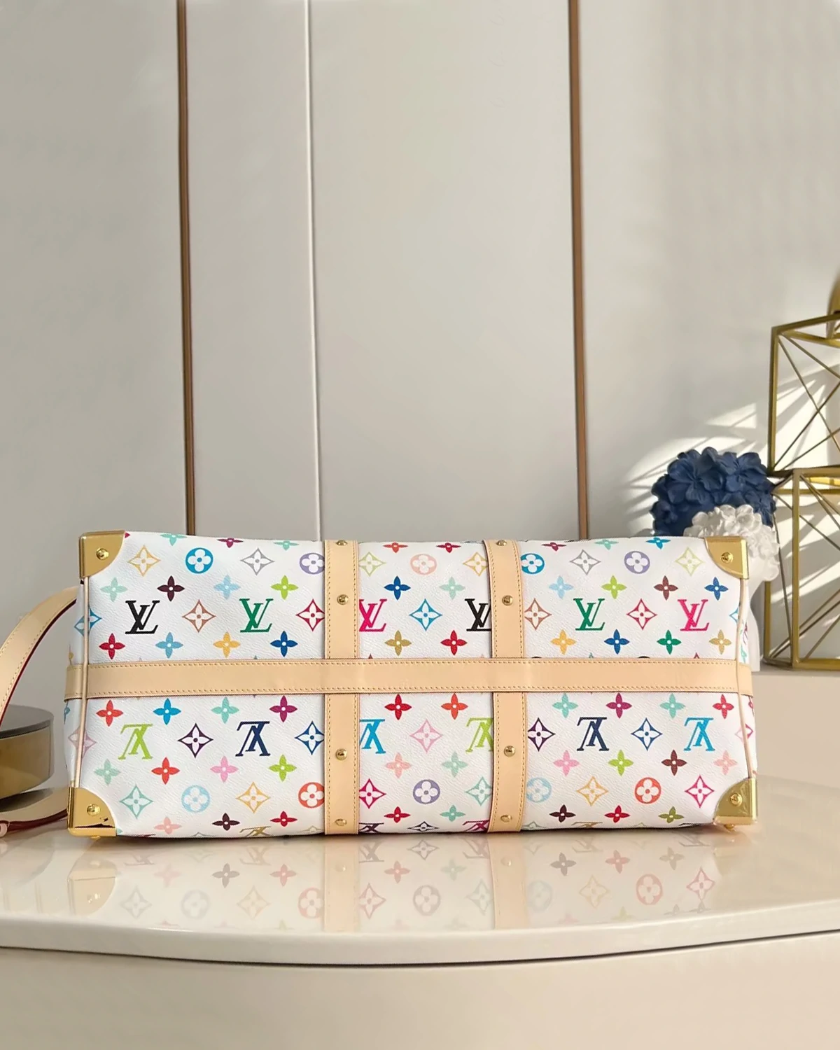 Keepall Bandoulière 45 “Multicolore Blanc”