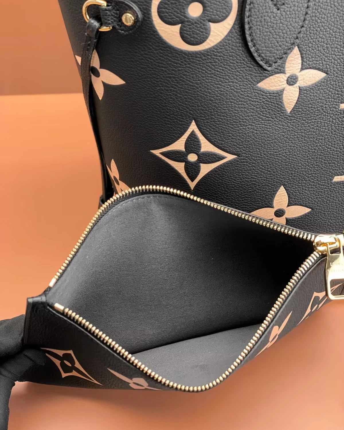 Neverfull MM “Monogram Empreinte Leather Black-Beige”